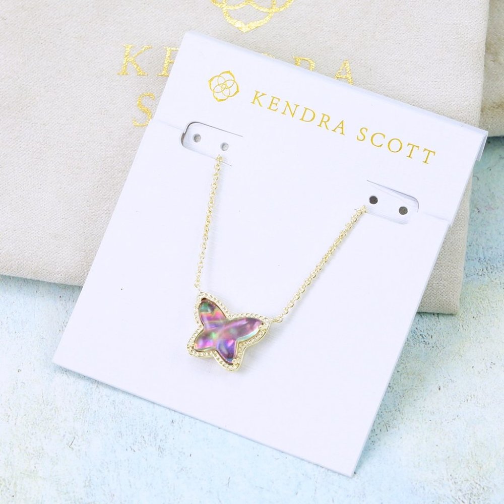 Kendra Scott Lillia Butterfly Lilac Abalone Necklace Gold Plated - Picture 3 of 7